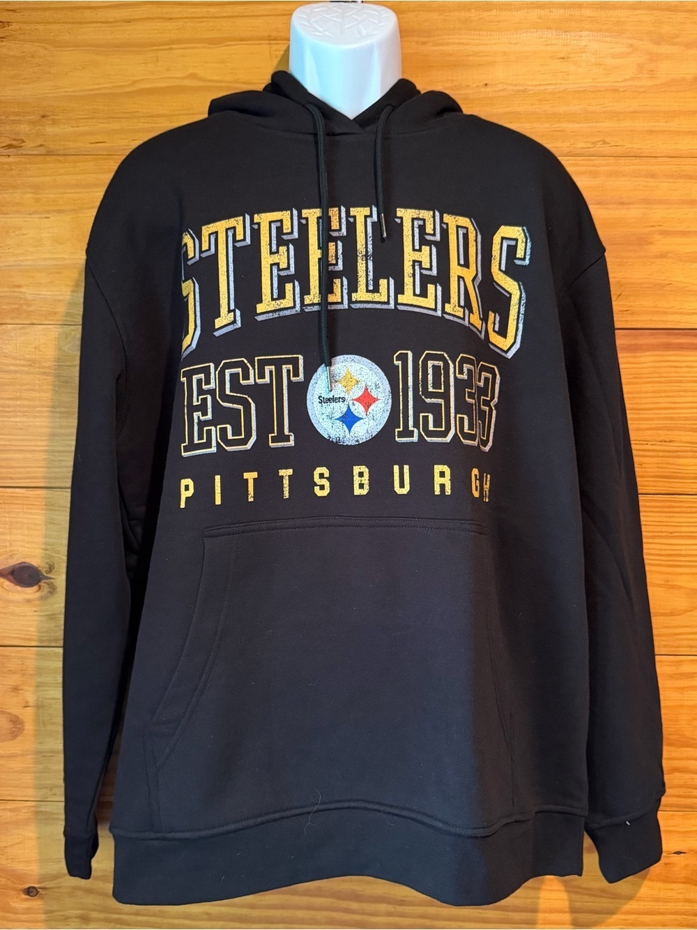 Starter Men’s Pittsburgh Steelers Throwback Logo Pullover Hoodie Black XL Sports